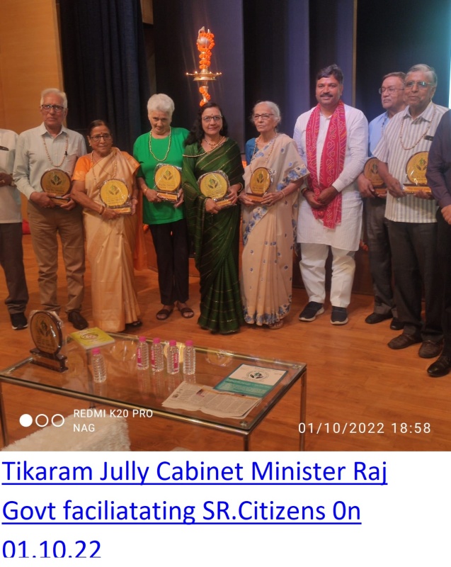 Tikaram Jully Cabinet Minister Raj Govt faciliatating SR.Citizens 0n 01.10.22